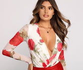 Body en maille à surplis Floral Passion